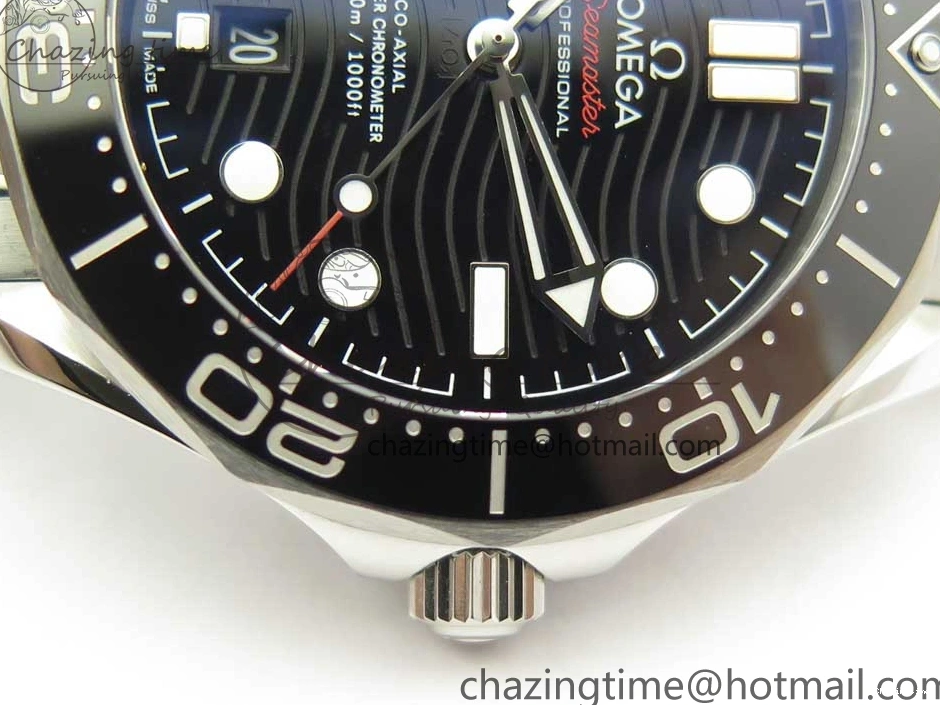 0417 2018 Seamaster Diver 300M OMF Best Edition Black Ceramic Black Dial on SS Bracelet A8800 (Black Balance Wheel) Breathable 7959